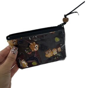 Handmade Handcrafted Owl Lovers Clear Plastic Mini Dual Compartment Zipper Pouch